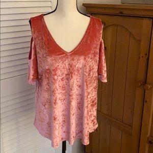 Ana cold shouldered velour shirt